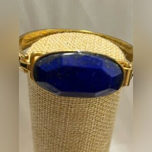 Lapis lazuli and gold bangle bracelet